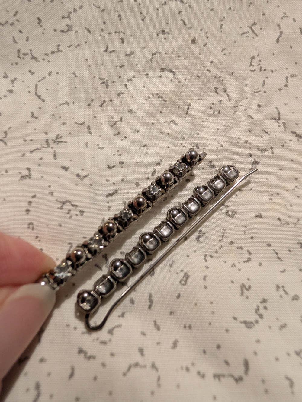 Vintage Silver Crystal Accent Women's Hair Pins - Pack of 2